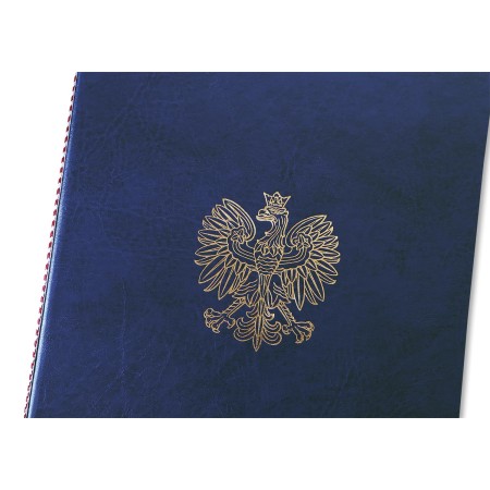 1824-339-076 Okładka na dyplom, ze złotym orłem - granat złocenie