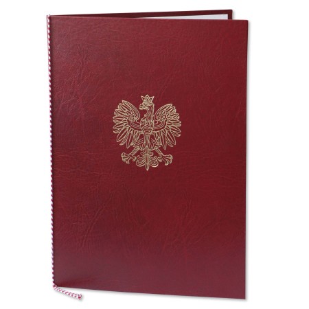 1824-339-075 Okładka na dyplom, ze złotym orłem - bordo