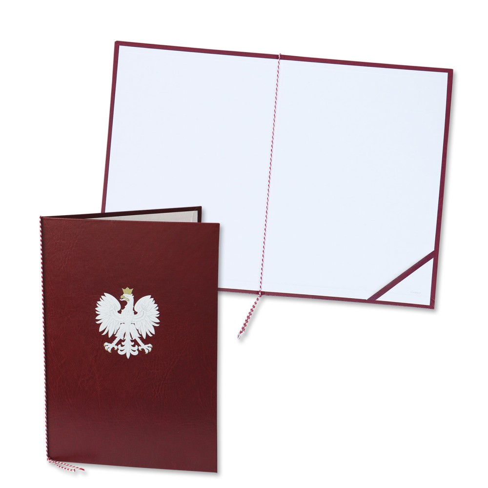 1824-339-089 Okładka na dyplom, z orłem kolorowym - bordo