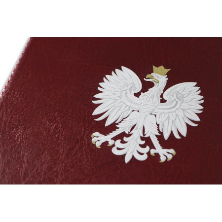 1824-339-089 Okładka na dyplom, z orłem kolorowym - bordo nadruk UV