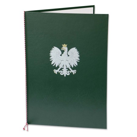 1824-339-091 Okładka na dyplom, z orłem kolorowym - zieleń