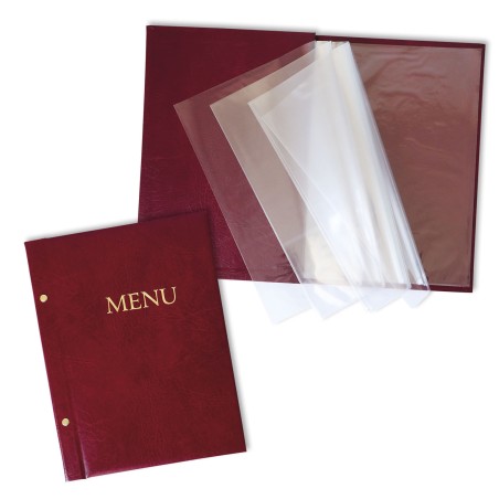 1824-339-116 Okładka Menu, oklejana, z napisem prostym - bordo