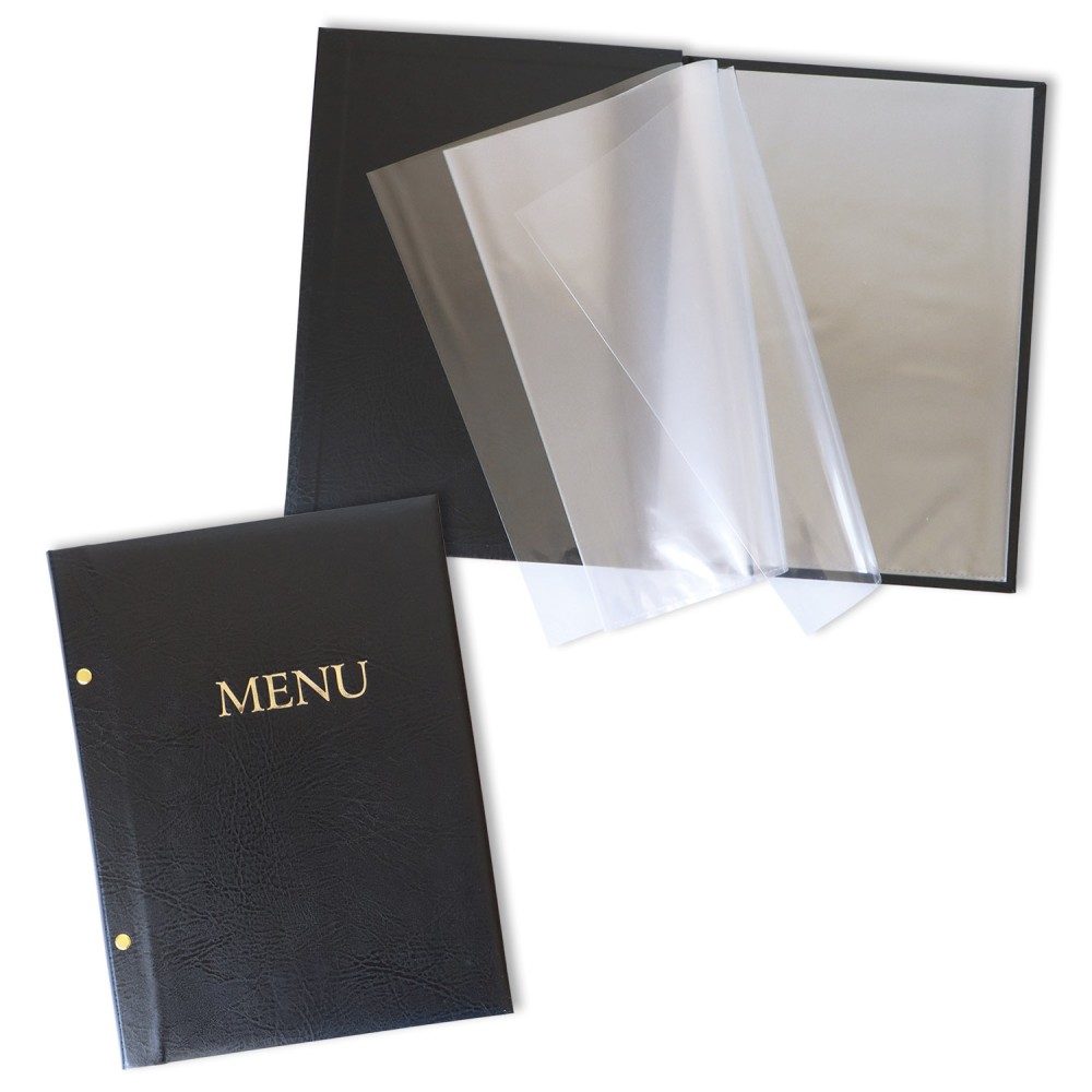 1824-339-120 Okładka Menu, oklejana, z napisem prostym - czarna