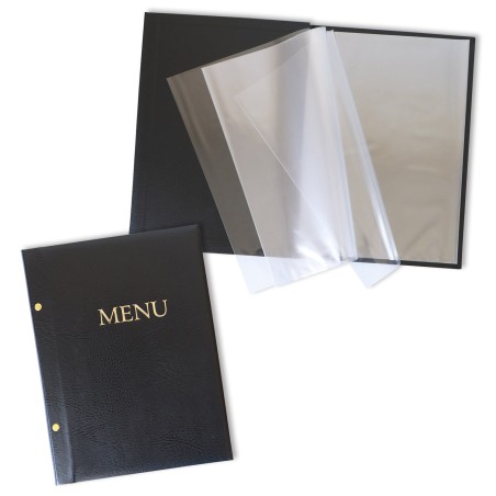 1824-339-120 Okładka Menu, oklejana, z napisem prostym - czarna