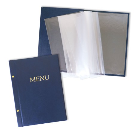 1824-339-118 Okładka Menu, oklejana, z napisem prostym - granat