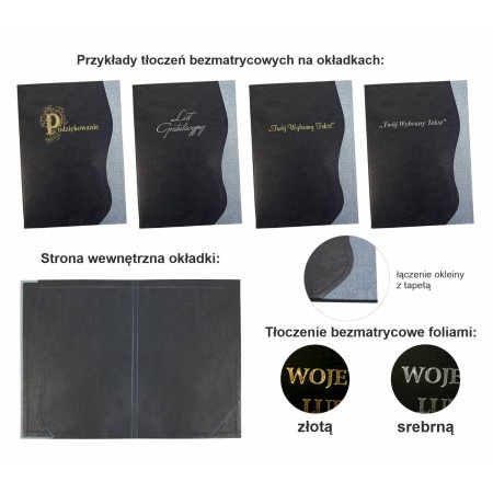 1824-339-302 Okładka na dyplom A4, z wybranym nadrukiem, skóropodobna łączona - przykłady