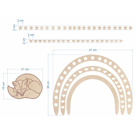 1822-126-480 Dekoracje, napisy na ścianę - drewniane - wzór 2 wymiary