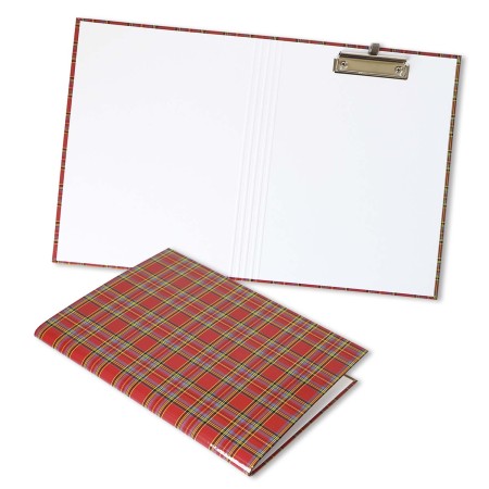 1824-339-148 Teczka z klipem do A4 zamykana (podkład), krata szkocka - czerwona