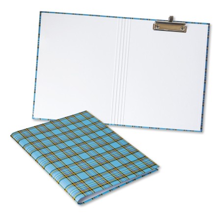 1824-339-150 Teczka z klipem do A4 zamykana (podkład), krata szkocka - niebieska