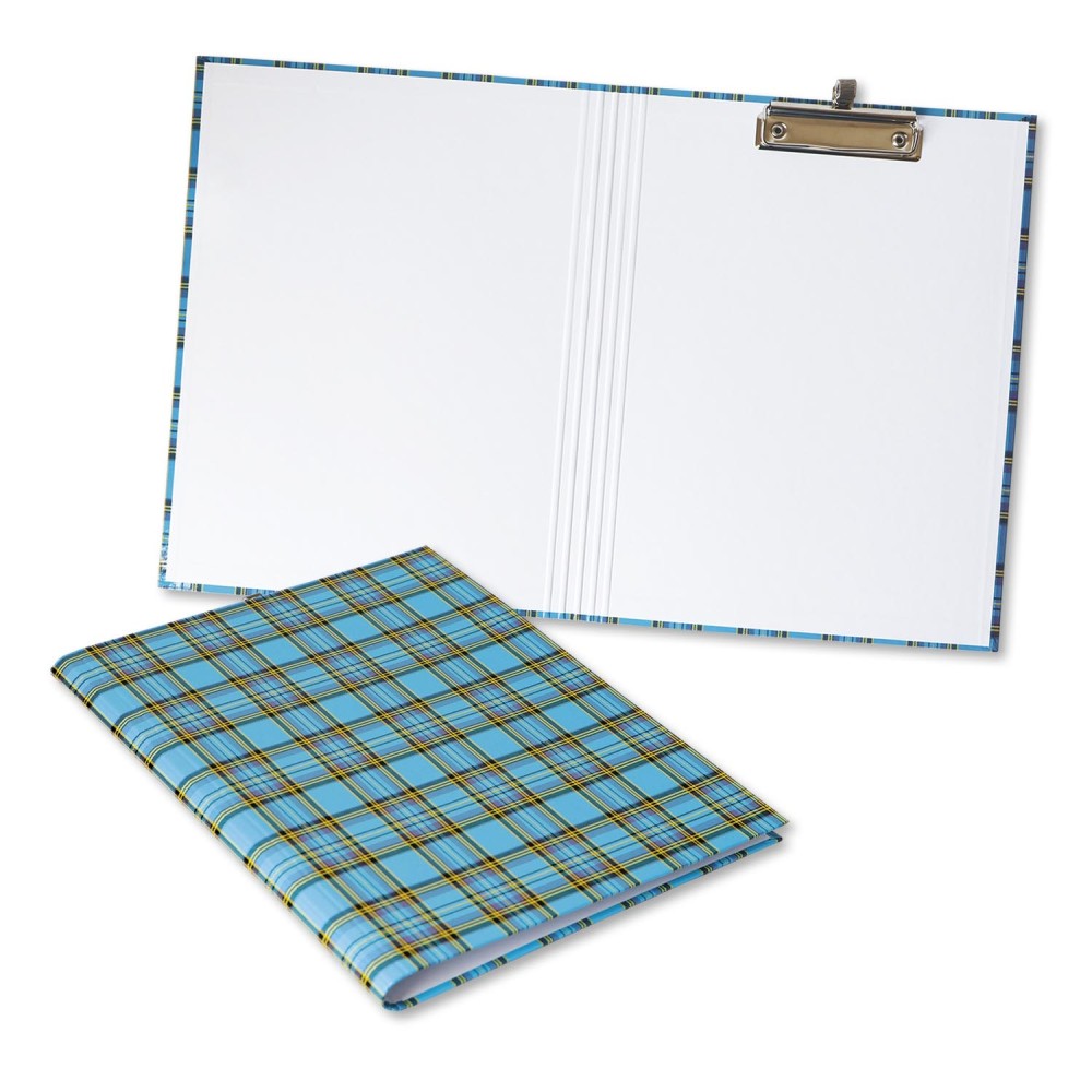 1824-339-150 Teczka z klipem do A4 zamykana (podkład), krata szkocka - niebieska