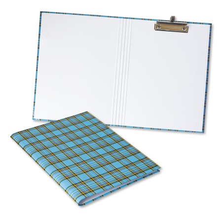 1824-339-150 Teczka z klipem do A4 zamykana (podkład), krata szkocka - niebieska