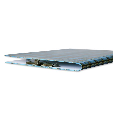 1824-339-150 Teczka z klipem do A4 zamykana (podkład), krata szkocka - niebieska