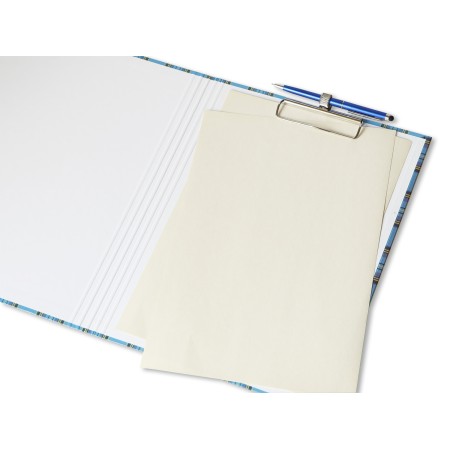 1824-339-150 Teczka z klipem do A4 zamykana (podkład), krata szkocka - niebieska