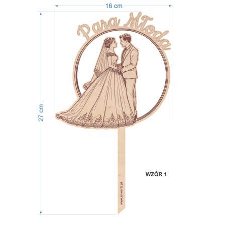 1822-126-446 Topper na tort weselny - wzór 1 wymiary
