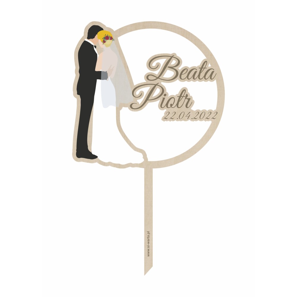 1822-126-418 Topper na tort weselny kolorowy - wzór 1