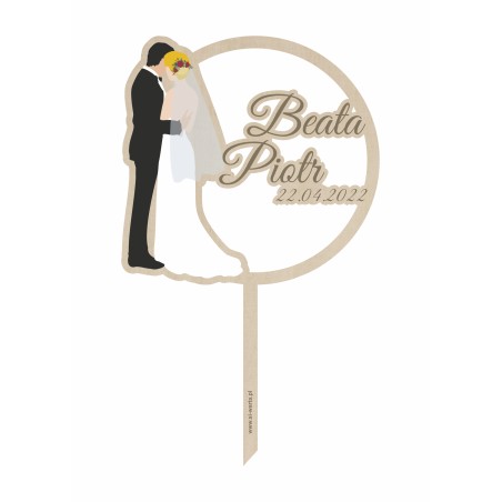 1822-126-418 Topper na tort weselny kolorowy - wzór 1