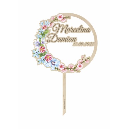 1822-126-418 Topper na tort weselny kolorowy - wzór 3