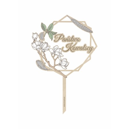 1822-126-418 Topper na tort weselny kolorowy - wzór 5