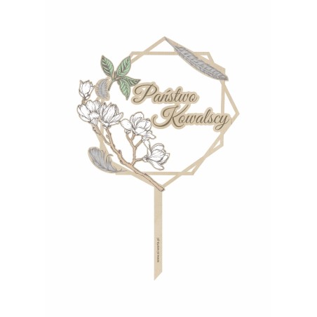 1822-126-418 Topper na tort weselny kolorowy - wzór 5