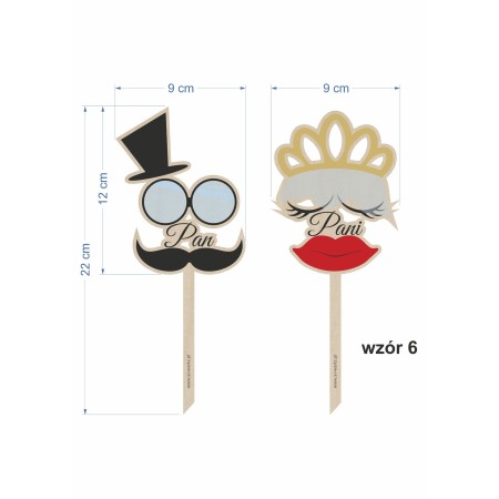 1822-126-418 Topper na tort weselny kolorowy - wzór 6, wymiary