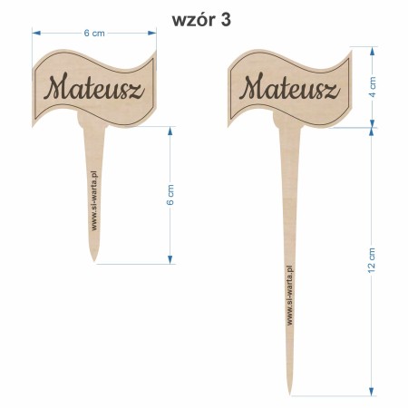 1822-126-417 Topper, piker z własnym grawerem - wzór 3 wymiary