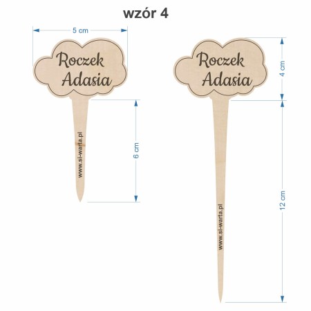 1822-126-417 Topper, piker z własnym grawerem - wzór 4 wymiary