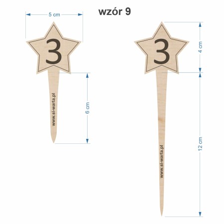 1822-126-417 Topper, piker z własnym grawerem - wzór 9 wymiary