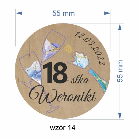 1822-126-414 Magnes na lodówkę, Twój własny tekst,  wzór 14 wymiary