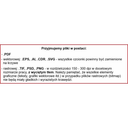 1822-126-479 Flaga papierowa na indywidualne zamówienie - wymagania odnośnie przysyłanych materiałów