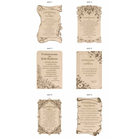 1822-126-407 Podziękowanie grawerowane, wszystkie wzory