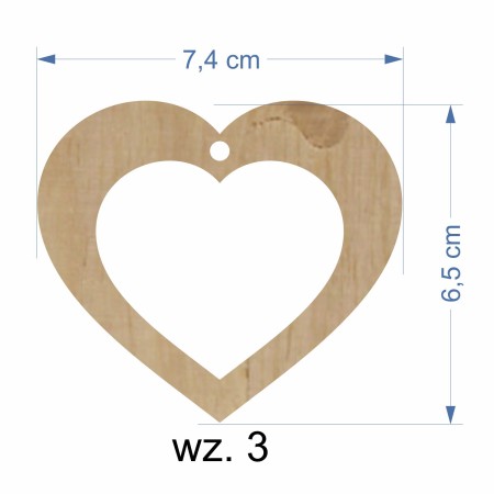1822-126-441 Zawieszki serduszka - wzór 3 wymiary