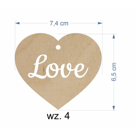 1822-126-441 Zawieszki serduszka - wzór 4 wymiary