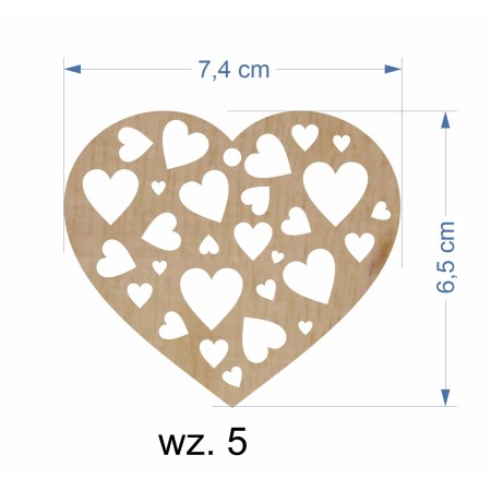 1822-126-441 Zawieszki serduszka - wzór 5 wymiary