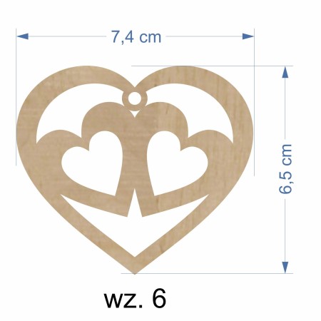 1822-126-441 Zawieszki serduszka - wzór 6 wymiary