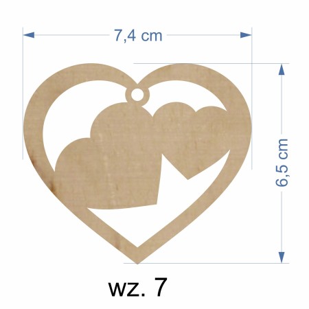 1822-126-441 Zawieszki serduszka - wzór 7 wymiary