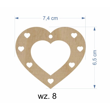 1822-126-441 Zawieszki serduszka - wzór 8 wymiary
