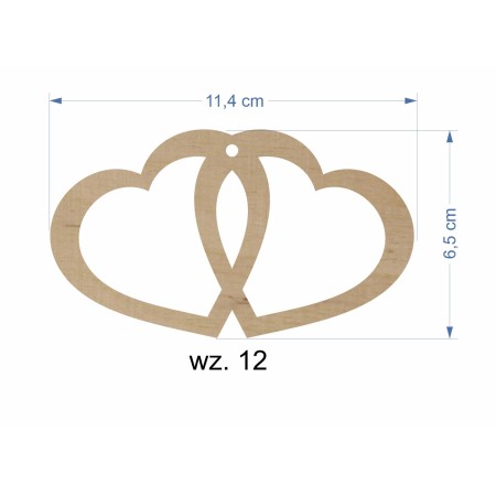 1822-126-441 Zawieszki serduszka - wzór 12 wymiary