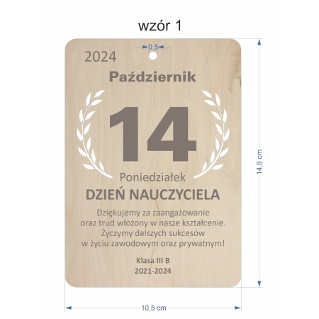 1822-126-477 Kartka z kalendarza - wzór 1 wymiary