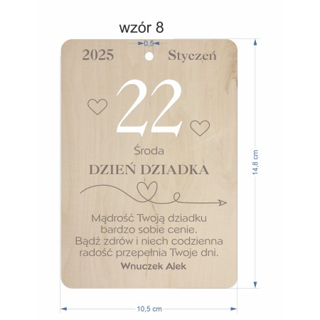1822-126-477 Kartka z kalendarza - wzór 8 wymiary