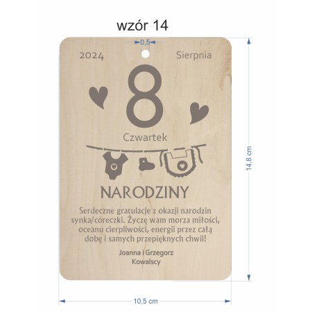 1822-126-477 Kartka z kalendarza - wzór 14 wymiary