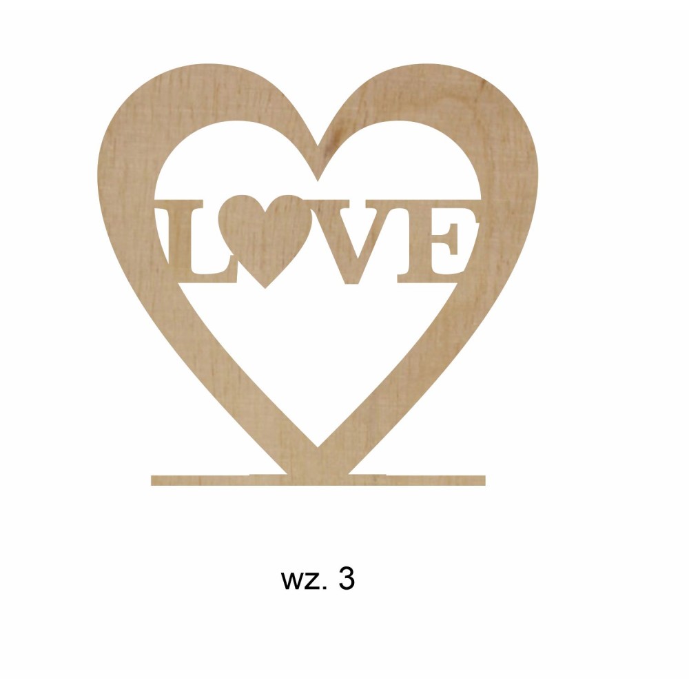 1822-126-440 Ozdoba stojąca - serduszka i napisy na podstawce - wzór 3