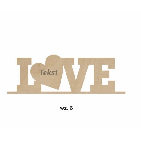 1822-126-440 Ozdoba stojąca - serduszka i napisy na podstawce - wzór 6