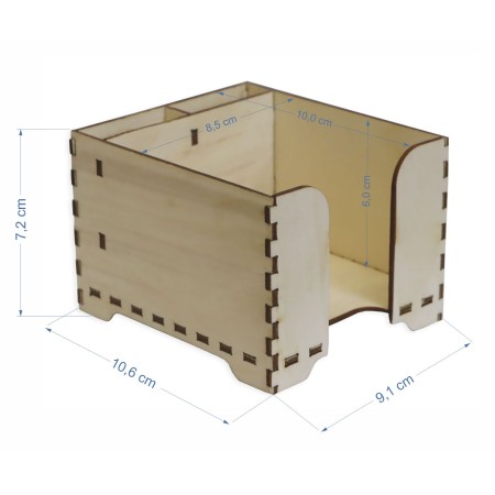 1822-126-406 Pojemnik na karteczki z przegródkami - wymiary