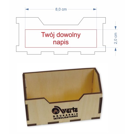 1822-126-424 Stojak na wizytówki, wizytownik szer. 10 cm - wymiary grawera