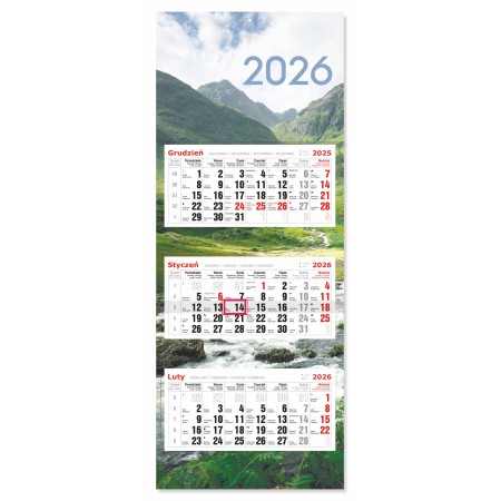 2713-250-002 Kalendarz trójdzielny z wypukłą główką