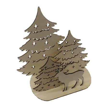 1822-126-429 Ozdoba stojąca - choinki i renifer