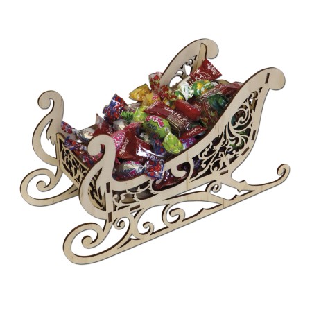 1822-126-436 Stojak na butelkę, słodycze - sanie ze słodyczami