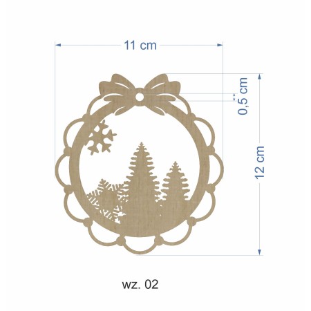 1822-126-439 Bombka, zawieszka wys. 13,5 cm - wzór nr 2 wymiar