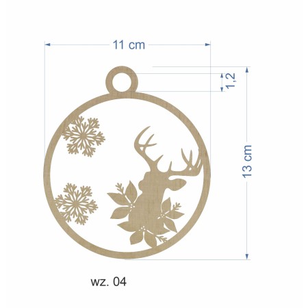 1822-126-439 Bombka, zawieszka wys. 13,5 cm - wzór nr 4 wymiar