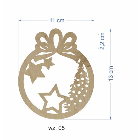 1822-126-439 Bombka, zawieszka wys. 13,5 cm - wzór nr 5 wymiar